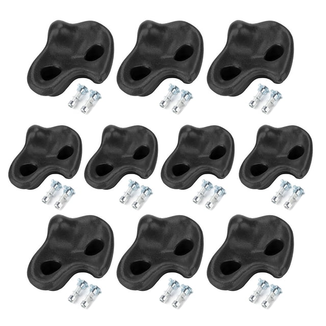 Juego de 10 piedras de escalada texturizadas de plástico para pared, para niños, surtido de pernos, color negro