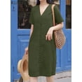 thumbnail image 3 of ZANZEA Woman Casual Party Vestidos Female Fashion Solid Color Dress Short Sleeve V-Neck Dresses Vintage OL Work Sundress 2024, 3 of 5