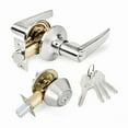 thumbnail image 3 of Stainless Steel Entry Door Handle Combo Lock Set with Deadbolt and 8 KW1 Keys Total (2-Pack, Keyed Alike), 3 of 14