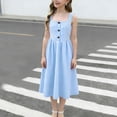 thumbnail image 4 of Robe de Fête de Noël pour Filles Style Enfants Été Couleur Unie Fines Bretelles Haut Robe Robe de Noël Bébé Fille, 4 of 9