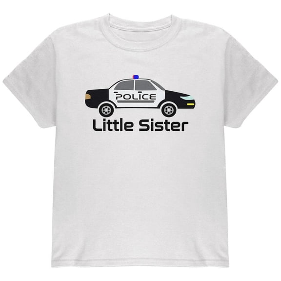 Little Sister Police Car Youth T Shirt White Youth X-SM
