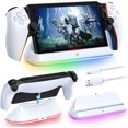 thumbnail image 3 of Charging Stand for PlayStation Portal, Enhanced Stability Charger Dock or Station with On/Off RGB Light and Type-C Cable, Pogo Pin Adapter and 30° Comfort Angle Design for PS Portal (White), 3 of 10