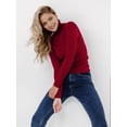 thumbnail image 5 of Ribbed Sweaters for Women Cute High Neck Knitted Warm Fitted Sweater Wine Red One size, 5 of 10