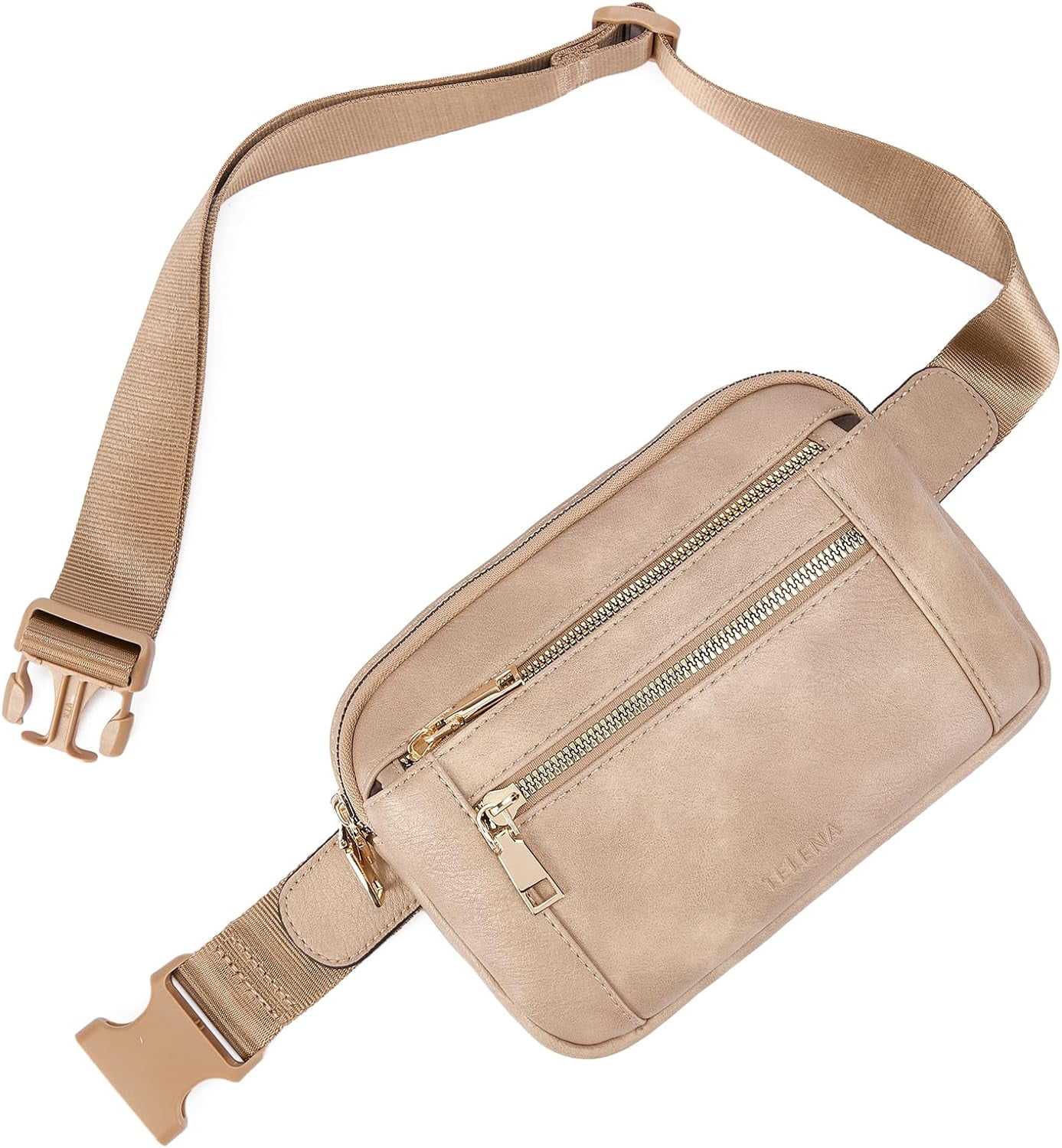 Fanny Packs for Women Cross Body Bag Leather Belt Bag Fashionable Waist Bag with Adjustable Strap Beige Brown