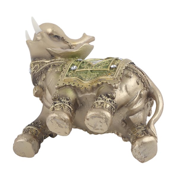Lucky Feng Shui Green Elephant Statue Sculpture Wealth Figurine Gift Home Decoration（L）