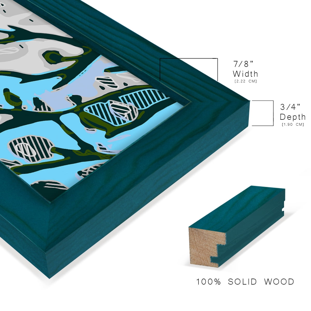 Abstract Tree Limbs I -Framed Print w/glass-Ocean Blue
