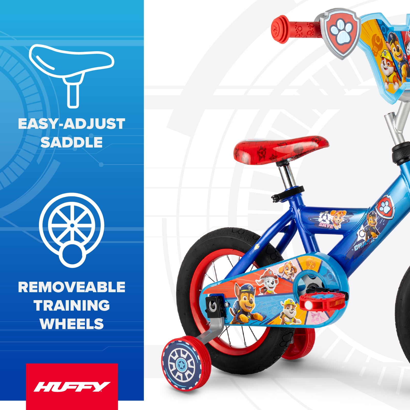 Huffy 12" Paw Patrol Kids' Bike, Fits Riders 37" - 42", Blue, Youth, Boy's