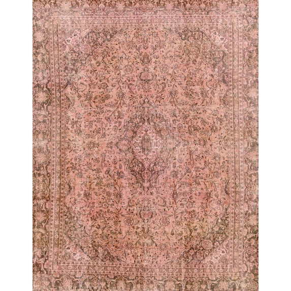 Ahgly Company Indoor Rectangle Abstract Light Salmon Rose Pink Abstract Area Rugs, 7' x 9'