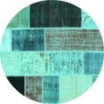 thumbnail image 1 of Ahgly Company Indoor Round Patchwork Turquoise Blue Transitional Area Rugs, 7' Round, 1 of 4