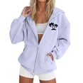 thumbnail image 1 of Women's Tree Print Zip Up Hooded Sweatshirt Casual Long Sleeve Drawstring Jacket with Full Zipper Comfortable Pullover Tops, 1 of 4
