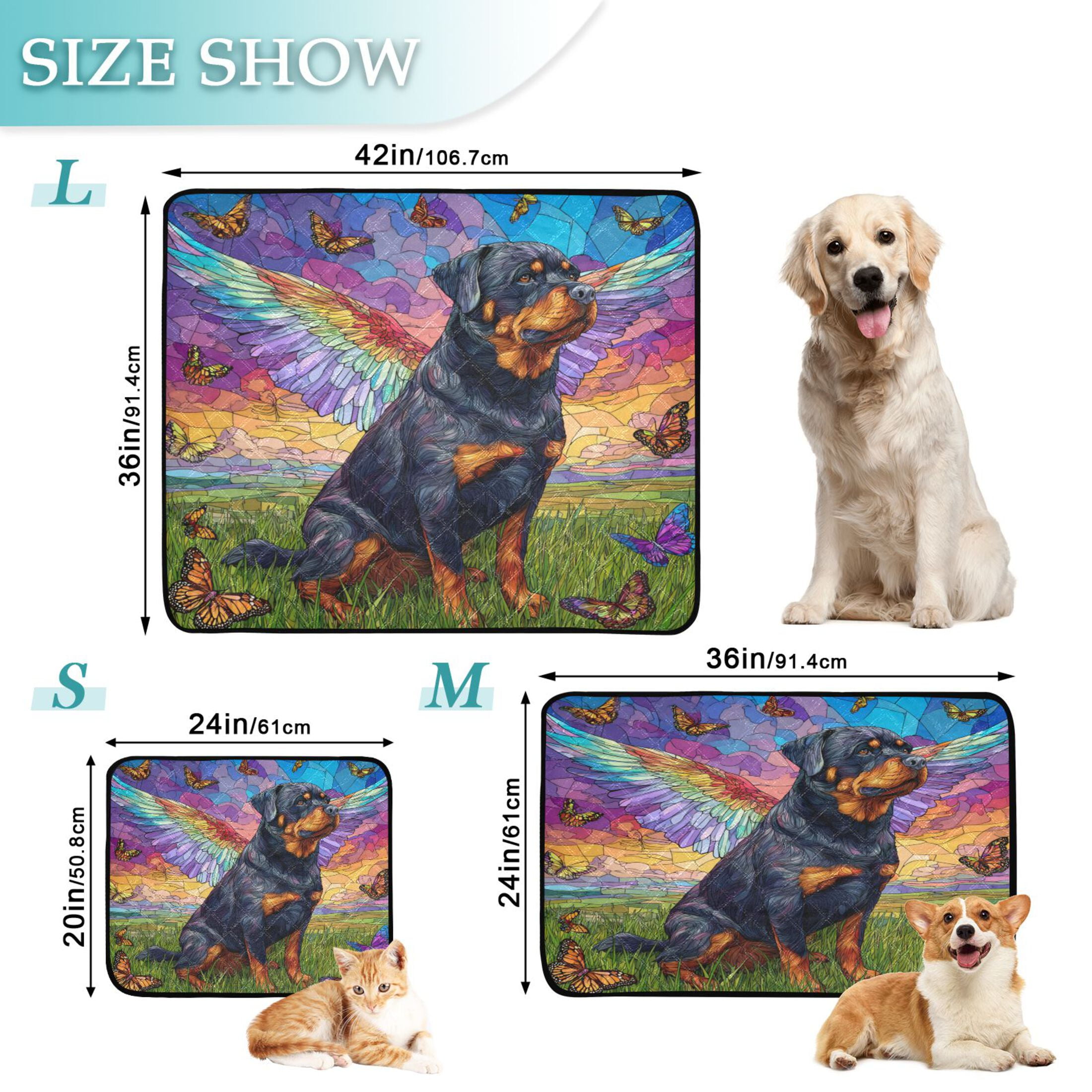 Qxltty Rottweiler Dog Cat litter Pads Pet Set of 3 Diaper Mats Center Anti-leakage Layer Absorbent Soft and Comfortable