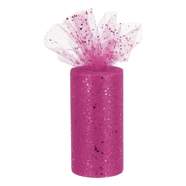 Cinta de Tulle de Lentejuelas Unique Bargains 6 pulgadas 50 Yardas Color Rojo Rosa