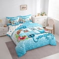thumbnail image 3 of Homewish Happy Camping 7 Pieces Bedding Comforter Set,Colorful Flower Floral Full Bedding Set,Blue Sequin Print Fitted Sheet Flat Sheet For Teens,Ultra Soft Home Decor Reversible, 3 of 8