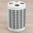 thumbnail image 1 of Plaid Ceramic Toothbrush Holder, Black and White Tartan Pattern Graphic Grid Art Design with Traditional Influences, Decorative Versatile Countertop for Bathroom, 4.5" X 2.7", Black White, 1 of 4