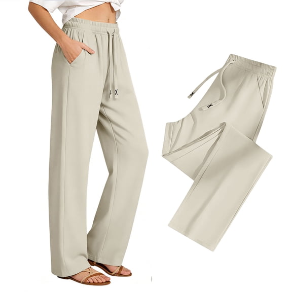 PFRNLF Wide Leg Pants for Women Summer Drawstring Elastic Waist Quick Dry Trousers Casual Athletic Yoga Pants