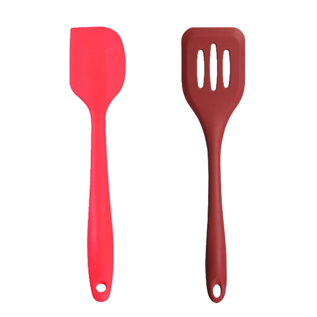 Juego de mini utensilios de cocina de 2 piezas, herramientas de cocina de silicona con espátulas