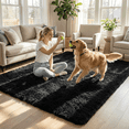 thumbnail image 3 of Rugs for Living Room, 6'x9' Soft Fluffy Area Rug for Bedroom, Plush Decorative Rug with Anti-Skid Backing, Indoor Home Carpet for Living Room, Black, 3 of 7