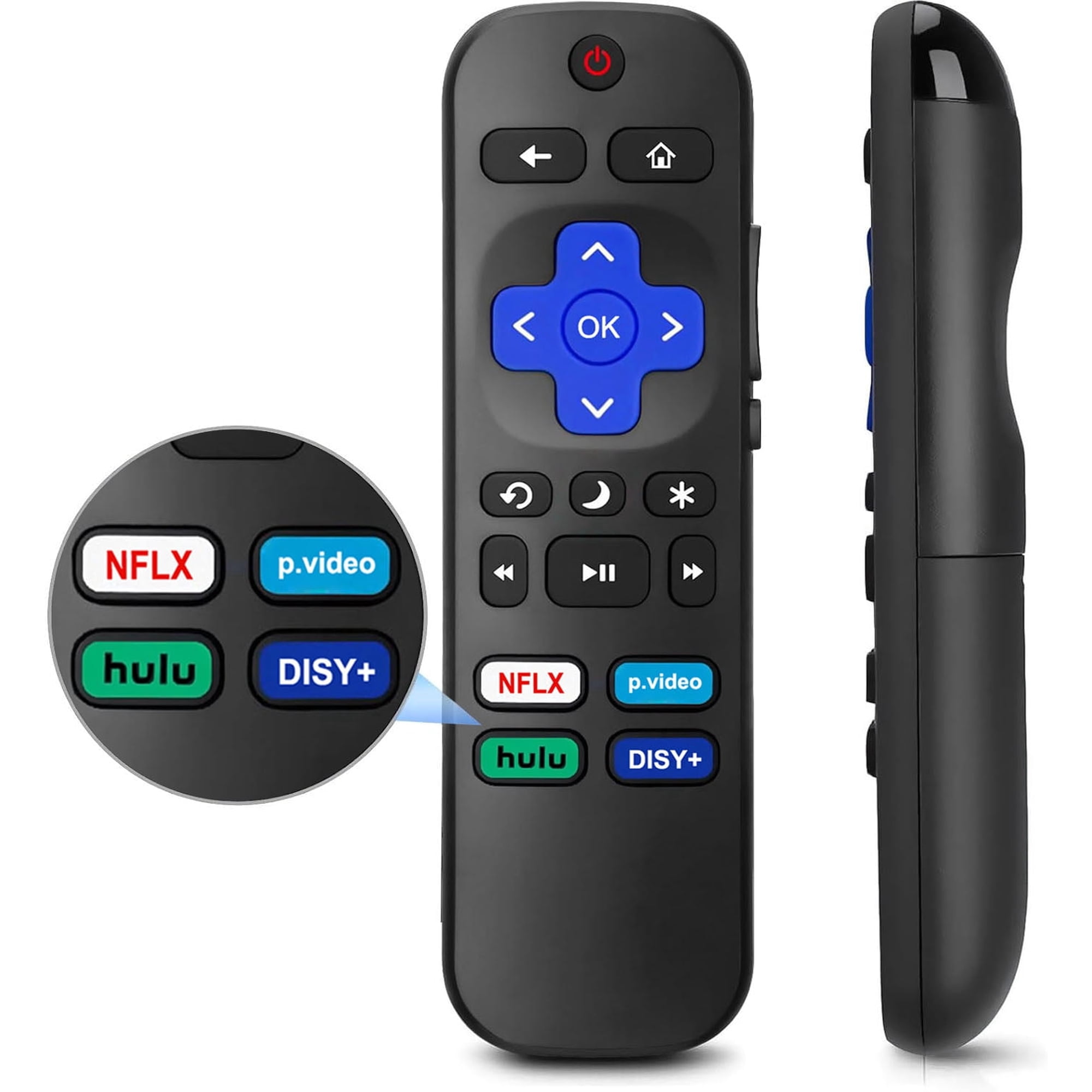 Remote Control Replacement for All Roku TV, for ROKU TCL TV/Hisense/Onn/Sharp/Element/Philips/Insignia/Jvc/RCA Smart Roku TVs (Not for Stick and Box)