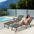 thumbnail image 1 of Gymax Ensemble de 2 Chaises Longues d'Extérieur Réglables pour Patio, Fauteuils Inclinables Pliants Gris, 1 of 10