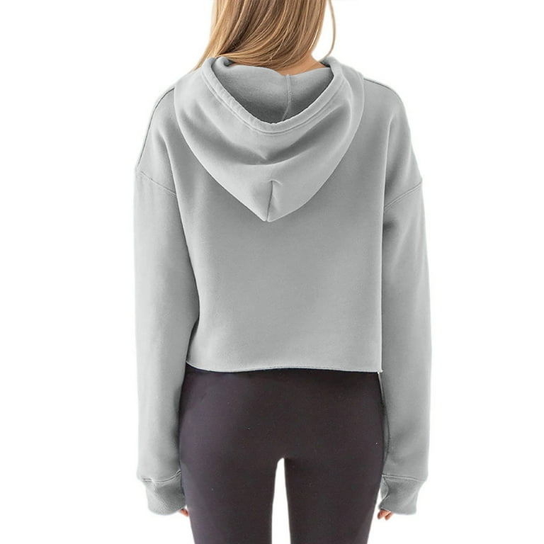 Hfyihgf Women's Oversized Cropped Hoodie Lightweight Long