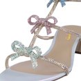 thumbnail image 3 of XYD Women Stylish Rhinestone Crossover Strap Bow Knots Sandals Open Toe Gladiator Chunky Heels Party Shoes Size 5.5 Skyblue Multi, 3 of 4