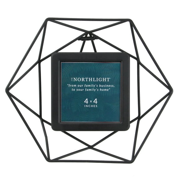 Northlight Contemporary Hexagonal Picture Frame - for a 4" x 4" Photo - 8" - Black