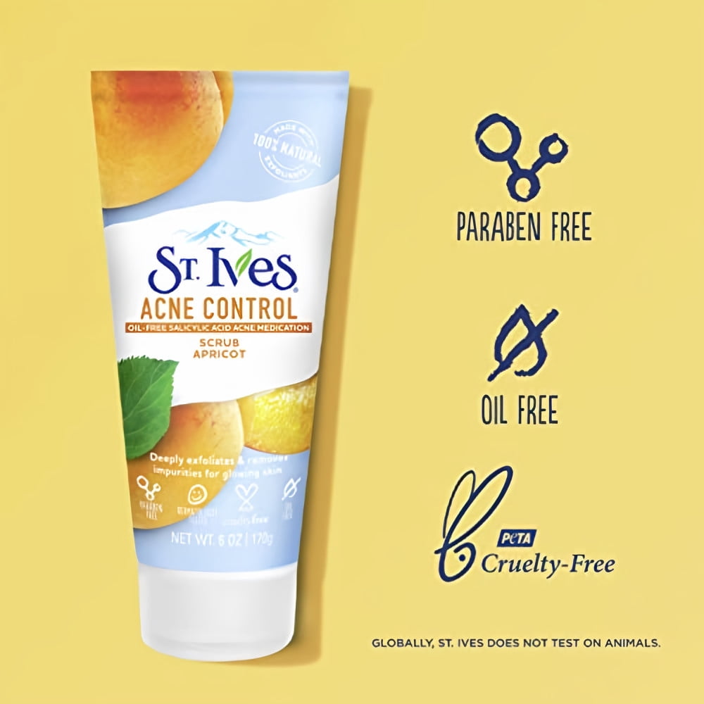 St. Ives Acne Control Face Scrub, Apricot, 6 oz (Packaging May Vary) (Pack of 4)