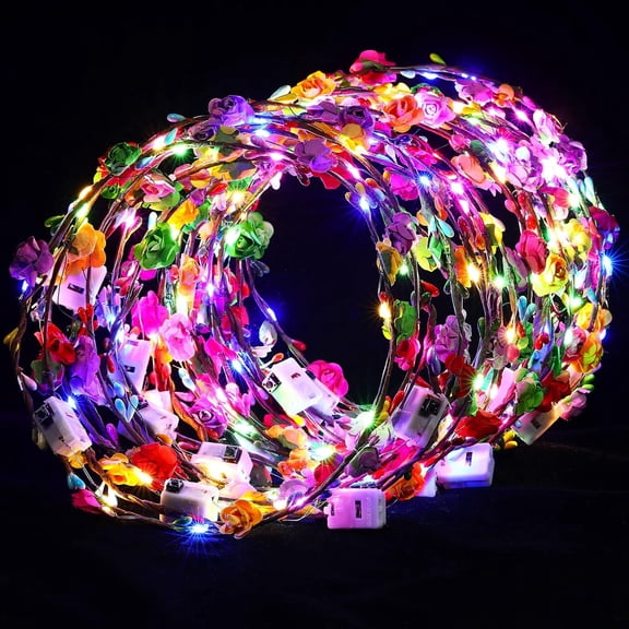 Micrency-30 pieces of LED floral headbands, glowing flower garlands, floral headpieces, women's hair accessories, bridal showers, holidays, birthdays, wedding parties