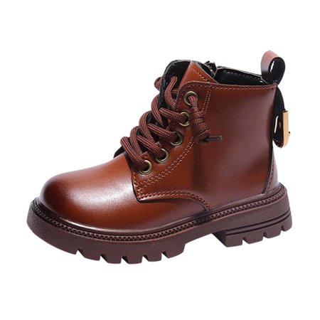 

EUMODR Baby Shoes Soft Toddler Girl Winter Winter Children Boots Boys And Girls Ankle Boots Thick Sole Non Slip Side Zipper Solid Lace Up Casual Style