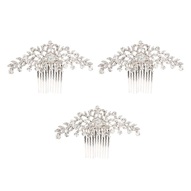 del cabellero de las mujeres del Rhinestone del cristal de nupcial de la de 3 de la de graduación del Soledad Peine para el cabello de bodas de plata