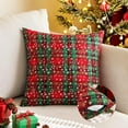 thumbnail image 2 of Pack of 2 Christmas Plaid Decorative Throw Pillow Covers Snowflake Tartan Scottish Cushion Cover for Sofa Couch Farmhouse Holiday Decor Red and Green, 16x16 Inch, 2 of 6