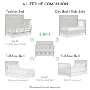 Evolur Lourdes 5-in-1 Convertible Crib in Porcini, Greenguard Gold and JPMA Certified, Easy to Clean, Maintain and Assemble, Made of Hardwood, Wooden Nursery Furniture