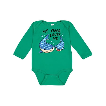 

Inktastic My Oma Loves Me- whale shark Gift Baby Boy or Baby Girl Long Sleeve Bodysuit