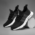 thumbnail image 2 of Men's & Unisex Slip-On Sneakers - Breathable Lightweight Sneaker Shoes with Cushioned Sole, Low-Top Striped Athletic Footwear Suitable for Running, Gym, Casual Wear - Spring Summer Fall On/Off Sneake, 2 of 9