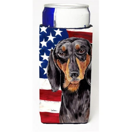 

USA American Flag With Dachshund Michelob Ultra bottle sleeves For Slim Cans - 12 oz.