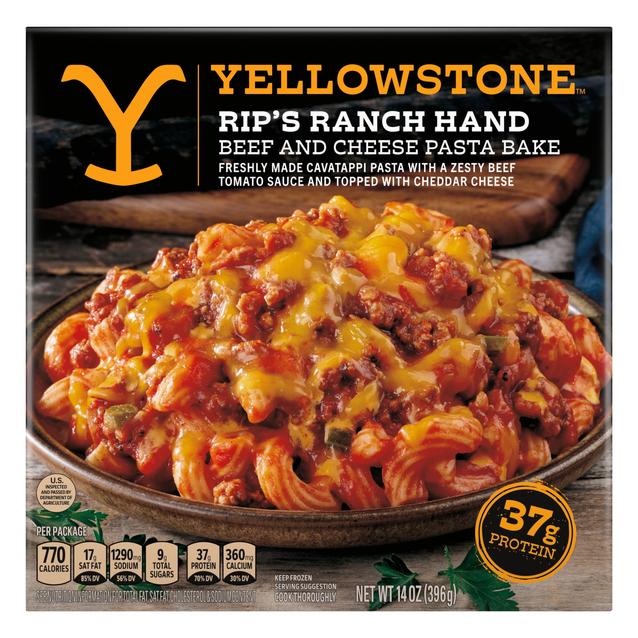Yellowstone Beef and Cheese Pasta Bake Frozen Meals for One, Microwave Meal Protein Dinner, 14 oz (Frozen)