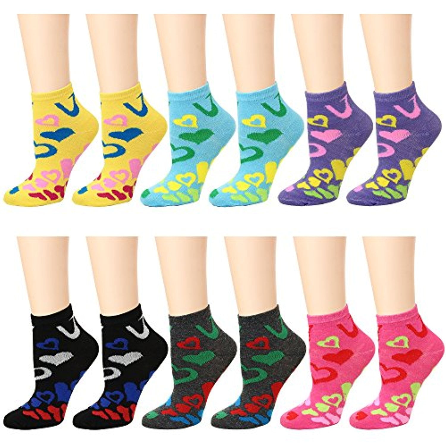 Women's 12 Pairs Socks Assorted Colors Size 69, Diff Patterns