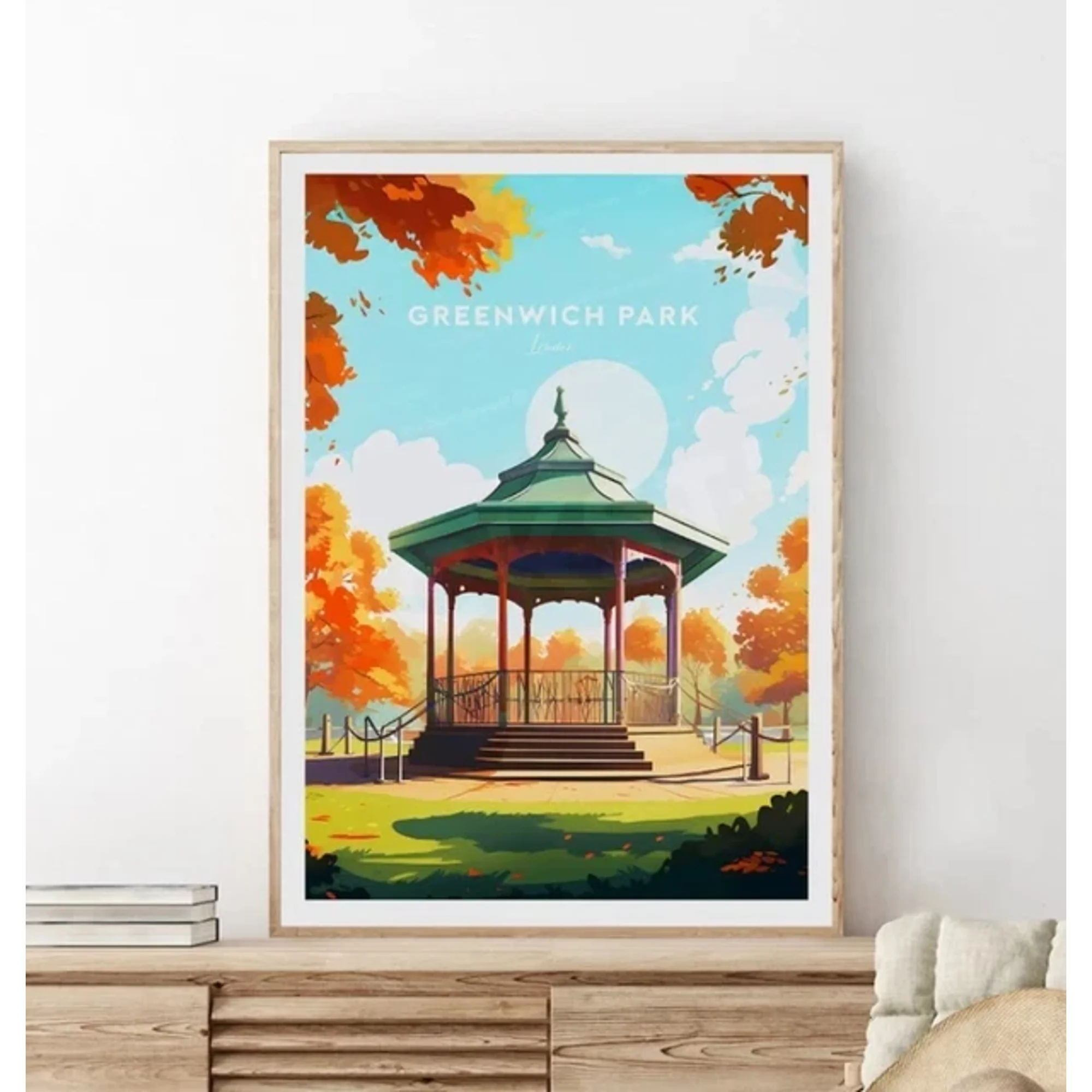 Greenwich Park Traditional Travel Print London Greenwich Poster Home Decor Office Wall Art