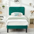 thumbnail image 5 of VECELO Twin Size Bed Frame with Adjustable Headboard, Upholstered Platform Bed Frame with Wooden Slats Support, No Box Spring Needed, Dark Green, 5 of 11