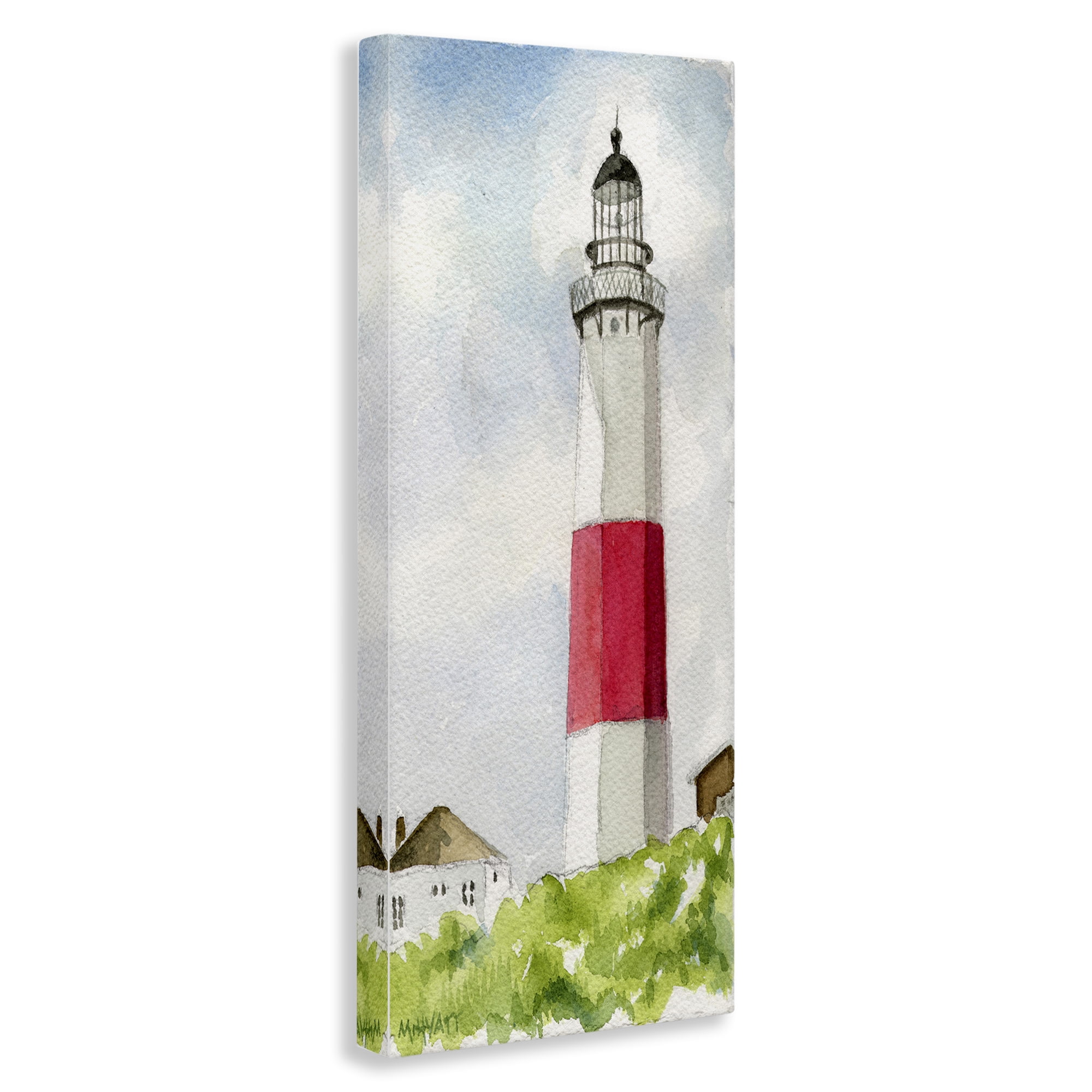 Stupell Industries Montauk Lighthouse View Nautical & Beach Painting Wrapped Canvas Art Print Wall Art, 17 x 40