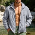 thumbnail image 2 of Zivyakyron Quick Dry Men Rain Jacket Zip up Long Sleeve Windbreaker Lightweight Solid Jacket SPF Loose Hooded Gray L, 2 of 10
