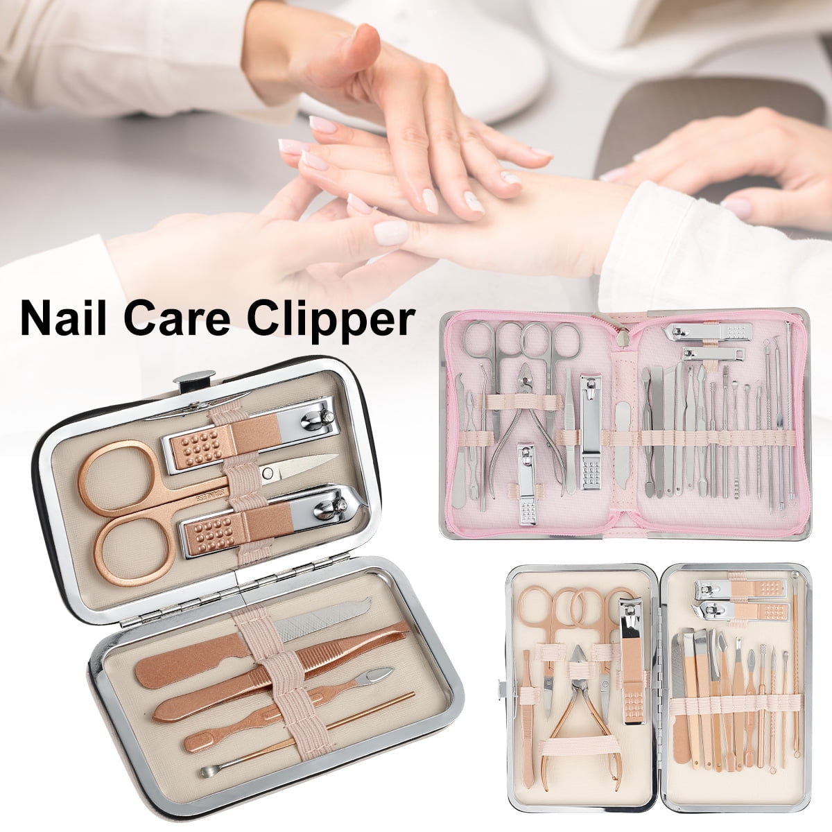 12 In 1 Nail Clipper Kit Care Set Stainless Steel Pedicure Manicure Scissor  Tweezer Ear Pick Makeup Grooming Cutter Cuticle With Case Travel For Women  Multifunction Portable File Tweezers Kits Toe Trimming