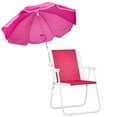 thumbnail image 2 of Tcbosik Folding Beach Chair with Detachable Umbrella, Lightweight & Portable Camping Chair with Metal Frame for Sand, Lawn, Backyard, 265lbs Capacity, Pink, 2 of 8
