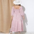 thumbnail image 3 of Robe Décontractée à Manches Longues Bouffantes Florale Col Carré Froncée Robe Longue de Soirée, 3 of 6