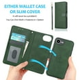 thumbnail image 4 of for iPhone 16e Case Detachable Magnetic Wallet Case with Card Holder, 2 in 1 PU Leather Flip Folio Case with Kickstand Wrist Strap Shockproof Protective Phone Case Cover for iPhone 16e, Green, 4 of 7