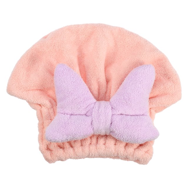 Toalla de secado de pelo de forro polar coralino para adolescentes, gorro de toalla de secado rápido, ligero para después del baño, secado del cabello, rosa