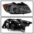 thumbnail image 2 of Spyder BMW E90 3-Series 06-08 4DR Projector Headlights - LED Halo - Amber Reflector - Replaceable Eyebrow Bulb - Smoke- High H1 (Included) - Low H7 ( Fits select: 2007-2008 BMW 328, 2006 BMW 325, 2 of 7