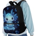 thumbnail image 4 of Binienty Cute Blue Axolotl School Backpack for Kids, Lightweight Bookbag with Padded Laptop Sleeve Front Pocket Side Mesh Pouches for Elementary Middle School Students Travel, 4 of 6
