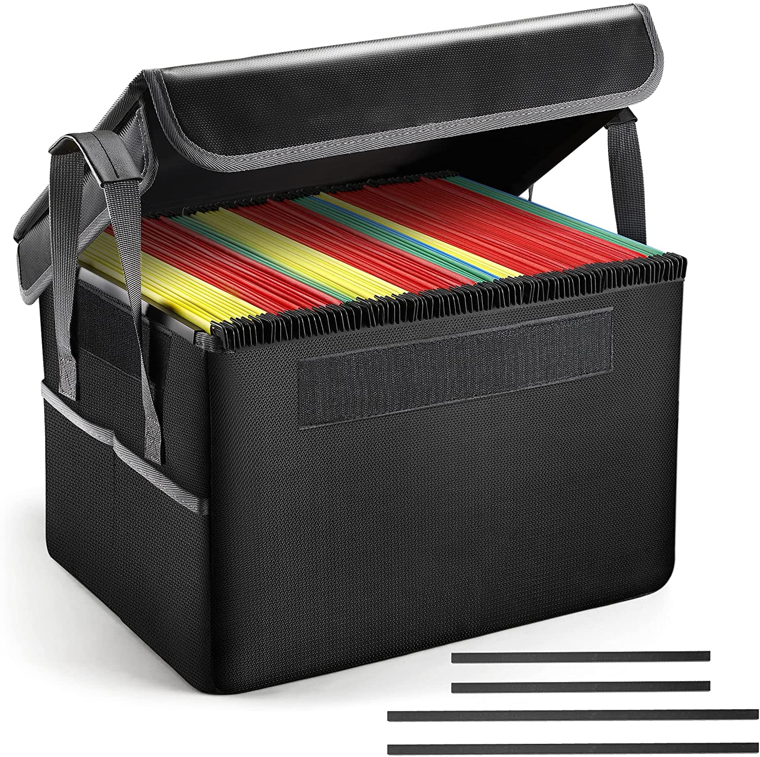 File Box Fireproof File Storage Organizer Box with Lid,Collapsible