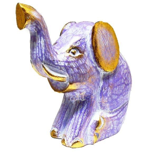 Stoneage Arts Inc 6" Handcarved Purple Sitting Elephant